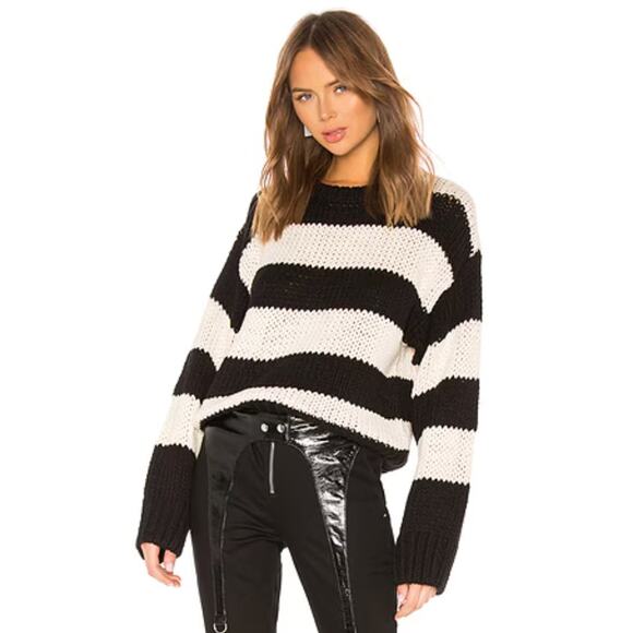 RtA S Griffith black & white striped chunky knit sweater